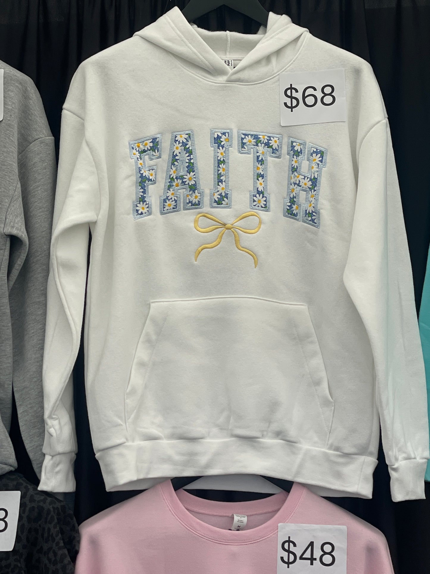 Faith Applique Hoodie - White Daisy