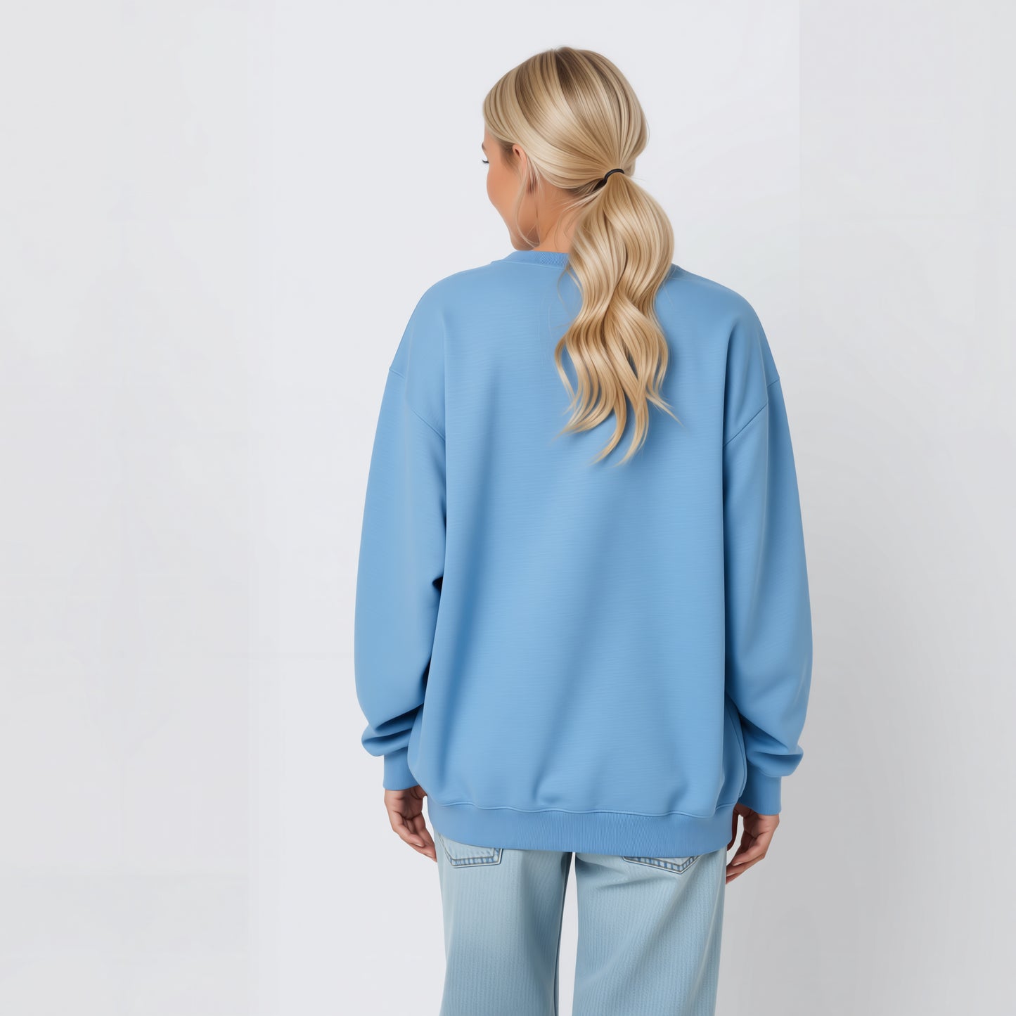 PRAY “Wait Trust” Appliquéd Crewneck Sweatshirt - Blue