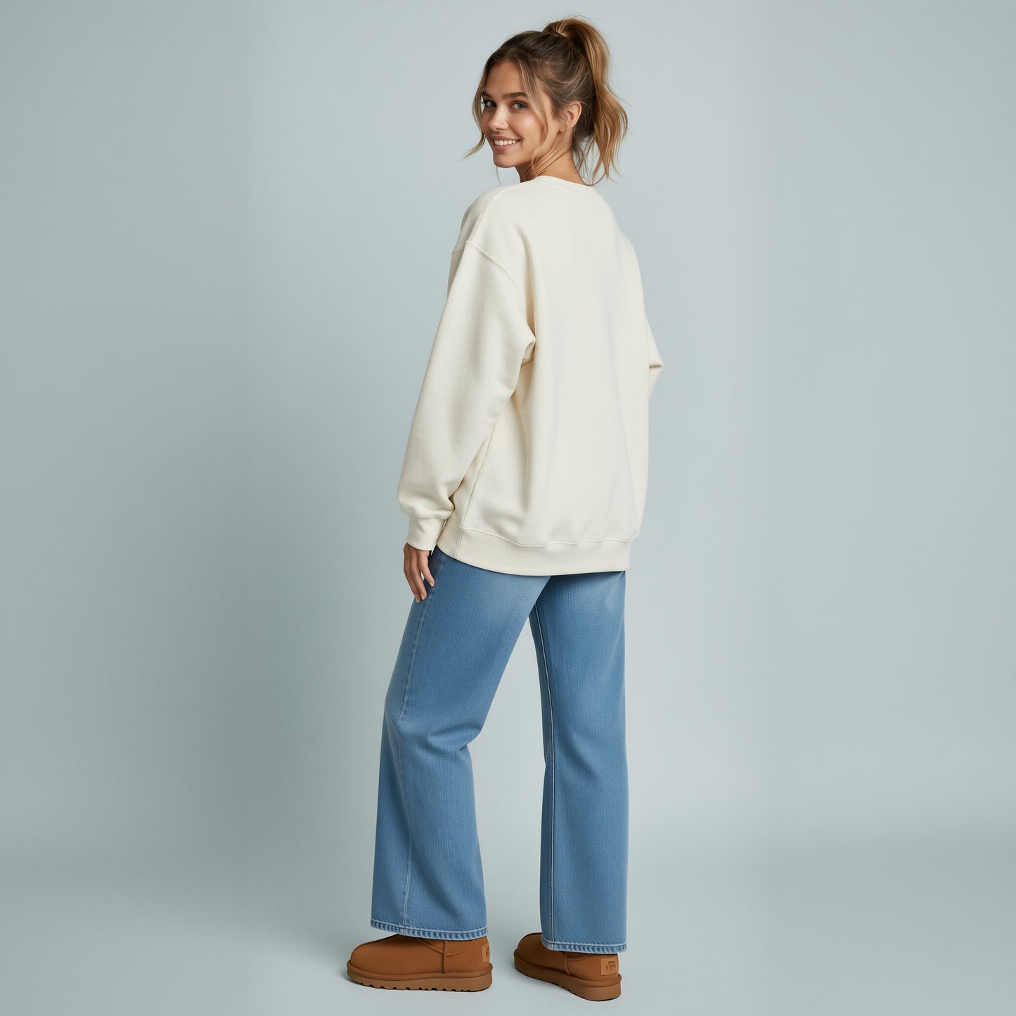 PRAY “Wait Trust” Appliquéd Crewneck Sweatshirt - Cream