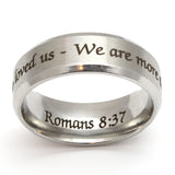 More than Conquerors Silver Beveled Ring