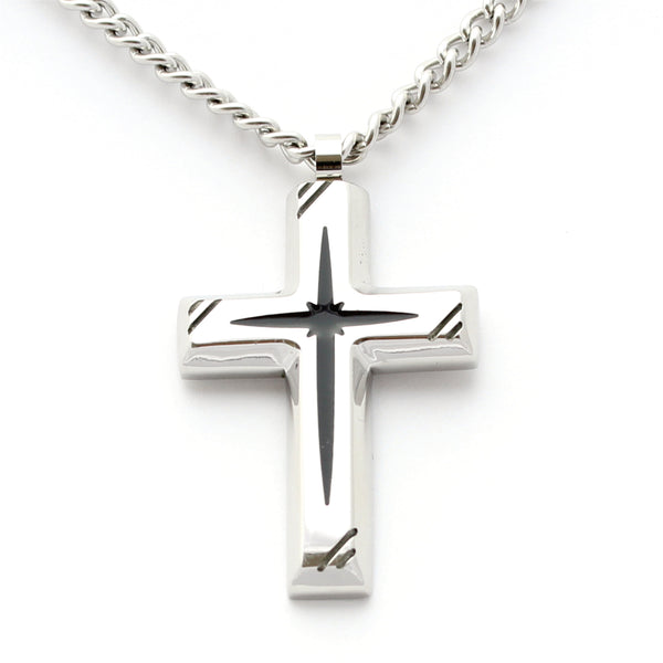 Black Star Cross on Silver Pendants
